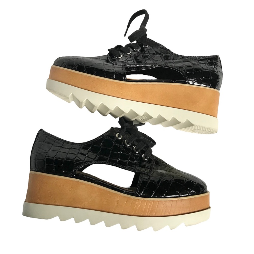 ALDO funky cut out chunky platform sneakers faux snakeskin leather lace up shoes